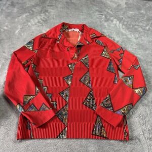 VTG 80s Hal Ferman Geometric Smocked Collared Shirt Womens S Victorian Art Retro